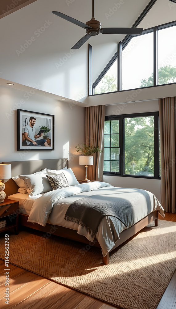 Fototapeta premium comfortable bedroom, enhance. isolated with white highlights