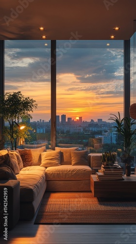 Compact Living Room Design with City View Modern Interiors, Stylish Decor, Urban Lifestyle, Minimalist Furniture and Natural Lighting Inspiration