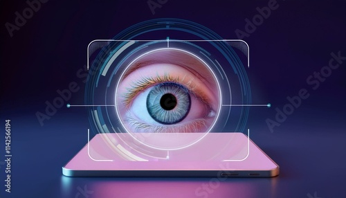 Consumer future and technology concepts: Biometric security system, futuristic retina scan interface.