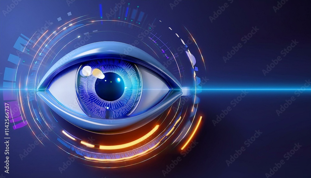 Consumer future and technology concepts: Biometric security system, futuristic retina scan interface.