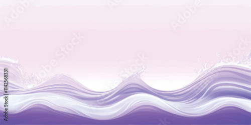 "Serene Ocean Flow: Abstract Watercolor Waves: A tranquil watercolor texture in soft purple and white, representing calm ocean waves, perfect for creative banners, digital art, and abstract designs."
