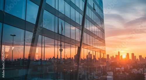 Double exposure of modern office buldings