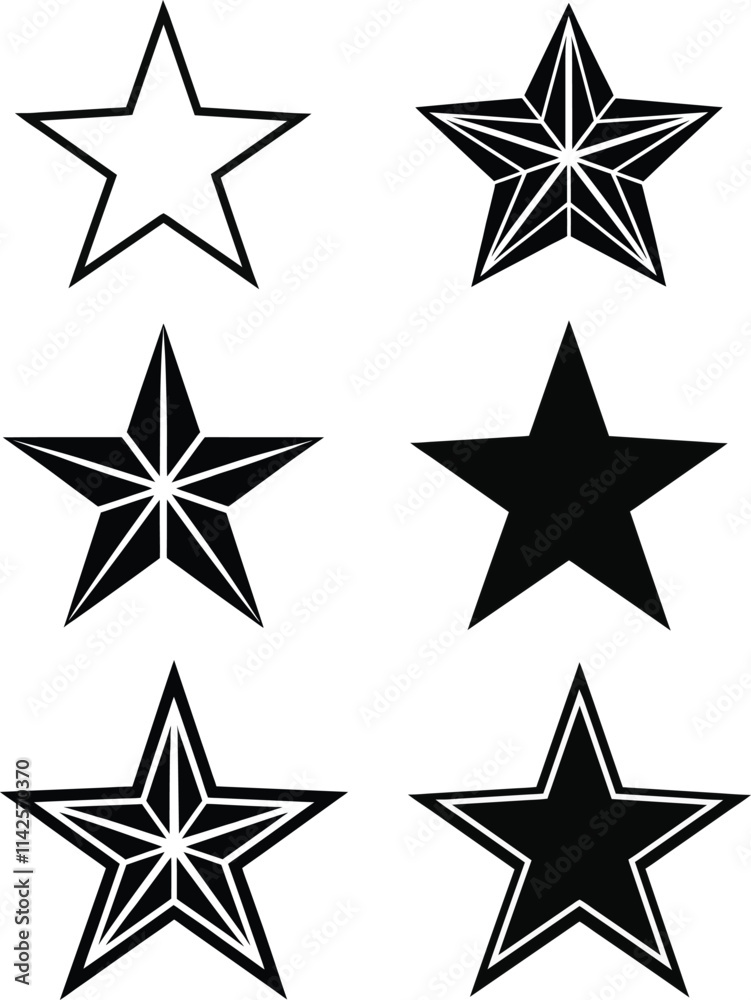 Star icon set silhouette vector on white background. Star icon set silhouette vector on white background.