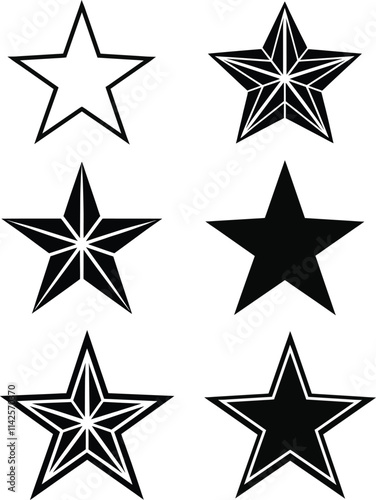 Star icon set silhouette vector on white background.