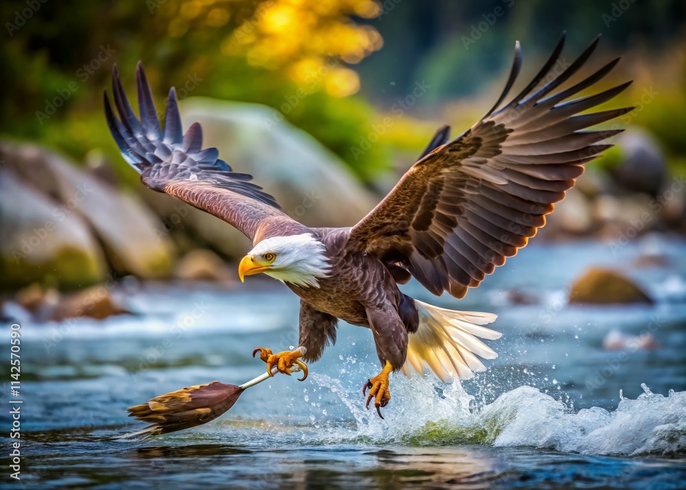 Obraz premium Eagle Fish Catch Wildlife Photography Nature Raptor Bird Prey Action Scene Majestic Bird of Prey