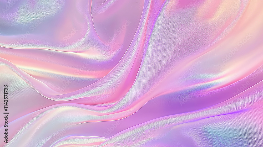Obraz premium Holographic pastel iridescent fabric reflecting light and creating colorful texture