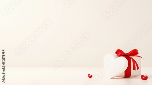 Valentine's day gift red ribbon heart box romantic setting celebration