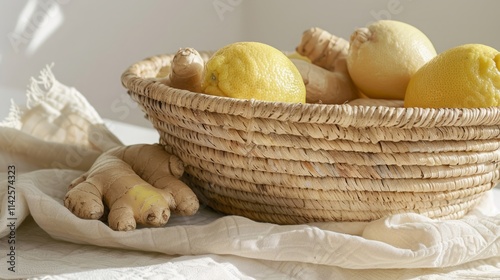 Lemons and ginger basket photo