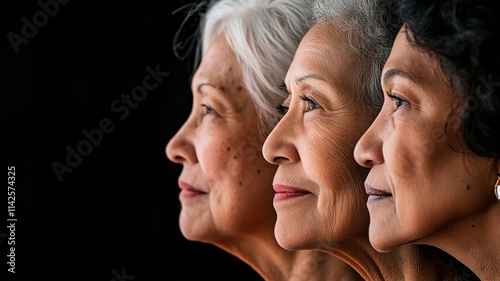 Three senior women sharing a moment of reflection on international women's day photo