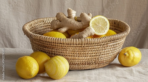 Lemon and ginger in loggia basket photo