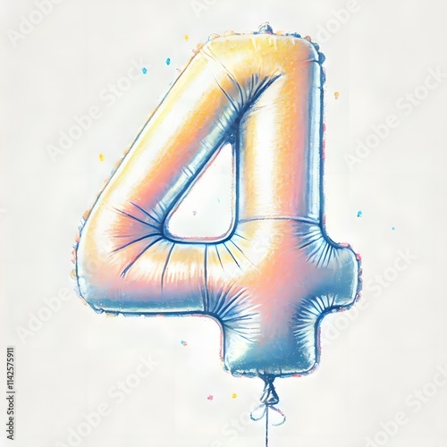 숫자 4 모양 풍선, 파스텔화, jpeg (a balloon in the shape of a number four, pastel painting, jpeg) photo