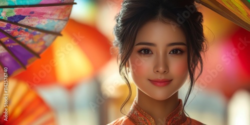 Smiling Asian Woman: A capt...