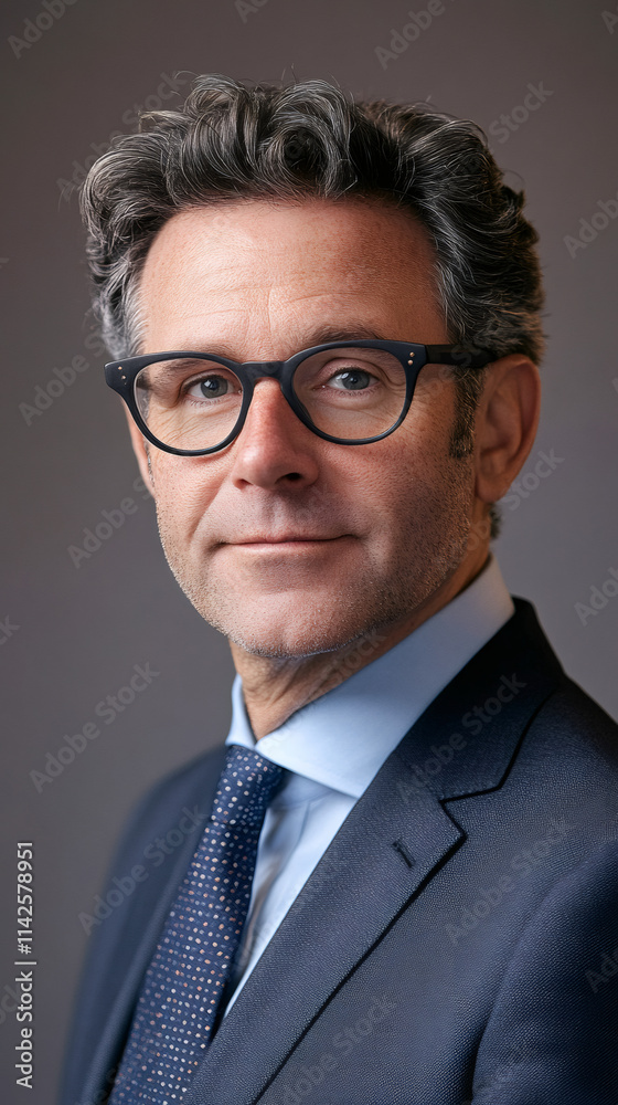 Confident businessman in a suit and glasses radiates professionalism and success in studio portrait Confident businessman in a suit and glasses radiates professionalism and success in studio portrait