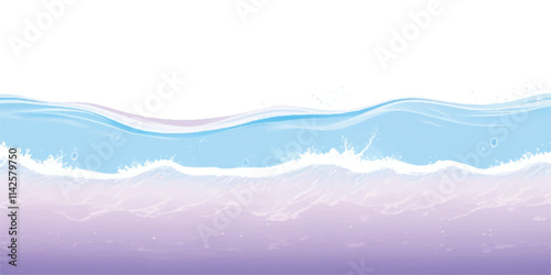 "Ocean Breeze: Purple Watercolor Waves Abstract Design: An abstract watercolor representation of ocean waves in soothing purple and white tones, ideal for serene, ocean-themed backgrounds