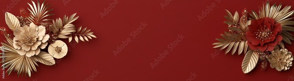 Obraz premium Elegant Red and Gold Floral Arrangement 