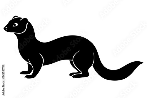 Silhouette of a Ferret Stretched Out in a Curious Pose