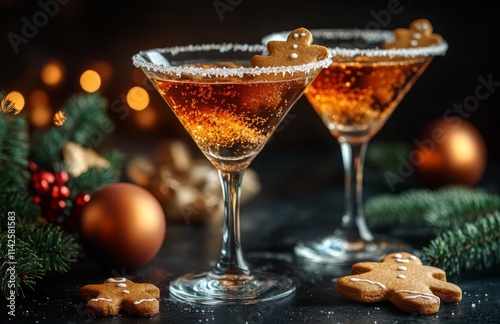 Wallpaper Mural Gingerbread Martini with Ginger Cookies and Sugar Rim, Christmas Cocktail in Two Glasses Torontodigital.ca