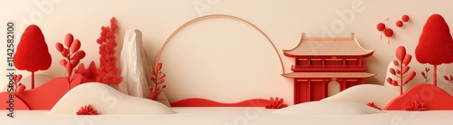 Serene Asian Landscape: Pap...