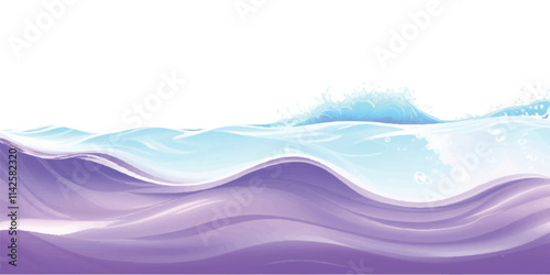 "Abstract Water Waves in Soft Purple Tones: A unique watercolor design featuring ocean waves in soft purple hues and gentle white accents, perfect for ocean-inspired abstract graphics."
