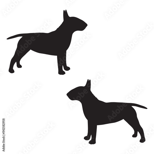 Canvas Print Bull Terriers Silhouette, Bull Vector Silhouette, Bull cartoon Silhouette, Bull