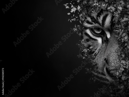 The tiger's keen eye on its prey.