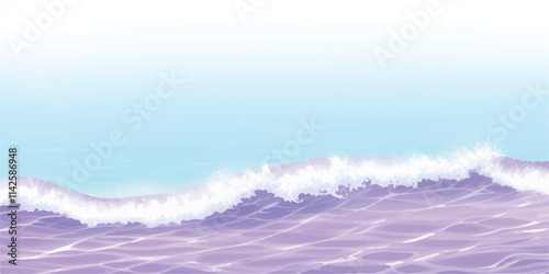 "Purple Ocean: Fluid Abstract Watercolor Wave Texture: Soft and fluid watercolor waves in shades of purple and white, perfect for banners, digital art, or any ocean-inspired graphic design project."
