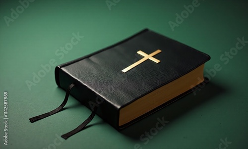 Bible holy book Christian scripture black leather cover photo