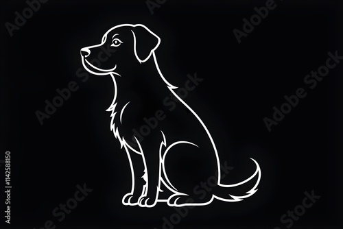 abstract black icon of a charming dog photo