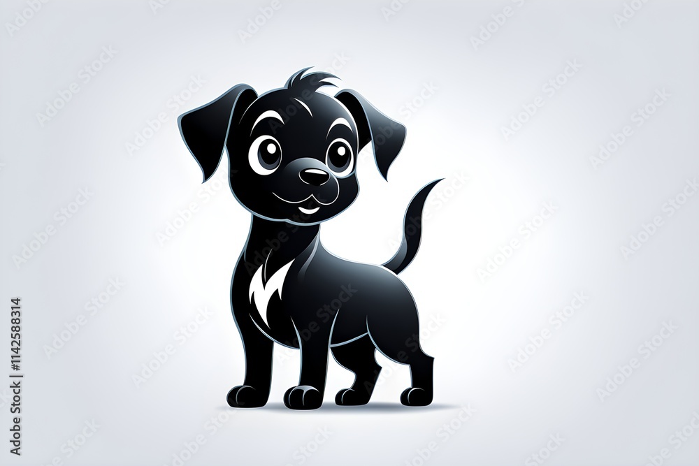 abstract black icon of a charming dog abstract black icon of a charming dog