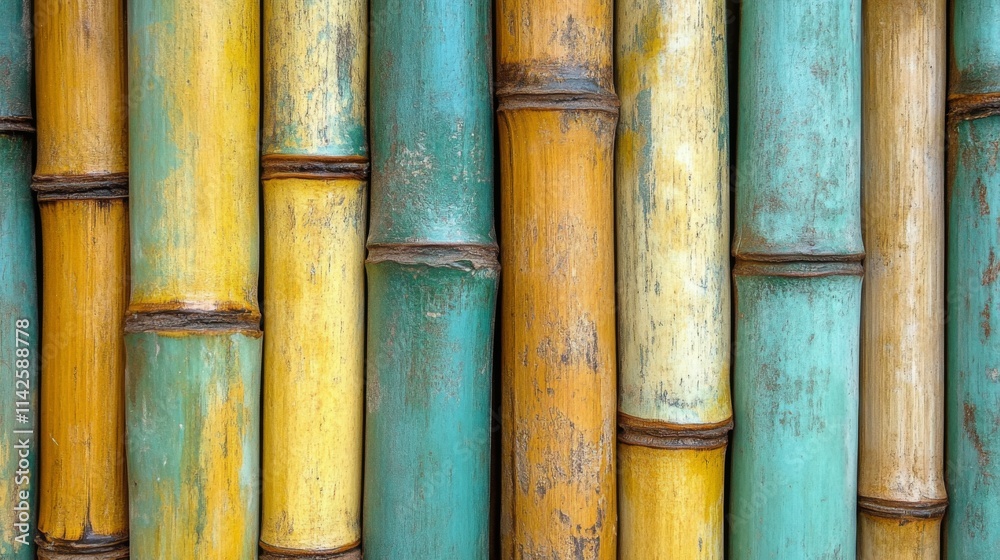 Colorful Bamboo Poles Arranged In A Pattern Colorful Bamboo Poles Arranged In A Pattern