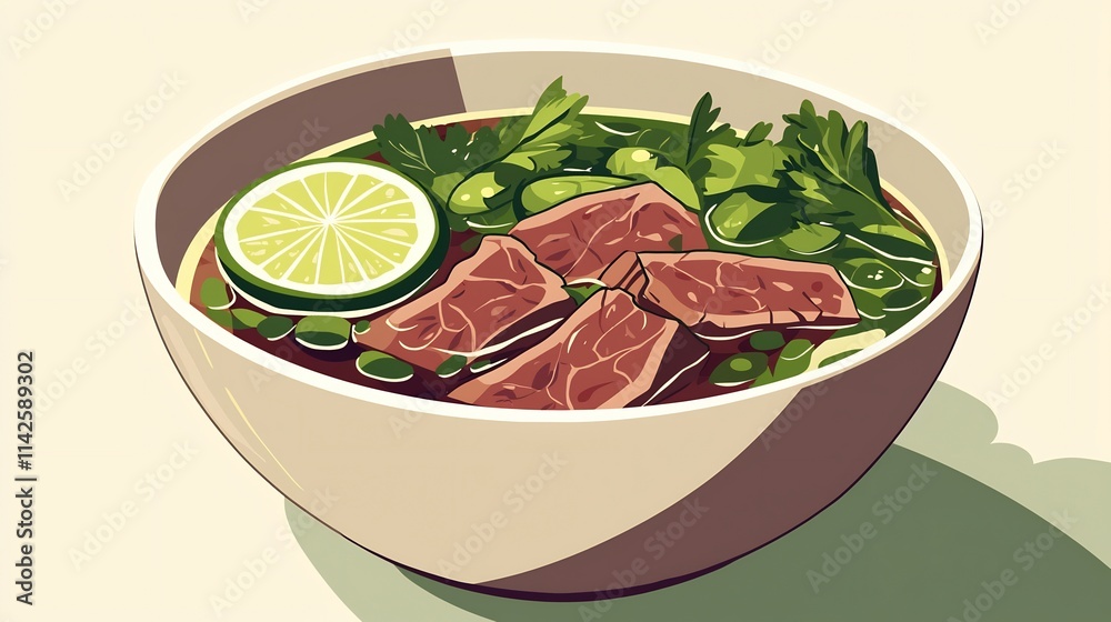 Fragrant Vietnamese Pho Soup with Tender Beef and Fresh Herbs