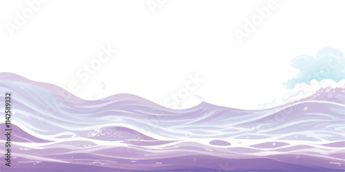 "Purple Ocean: Fluid Abstract Watercolor Wave Texture: Soft and fluid watercolor waves in shades of purple and white, perfect for banners, digital art, or any ocean-inspired graphic design project."