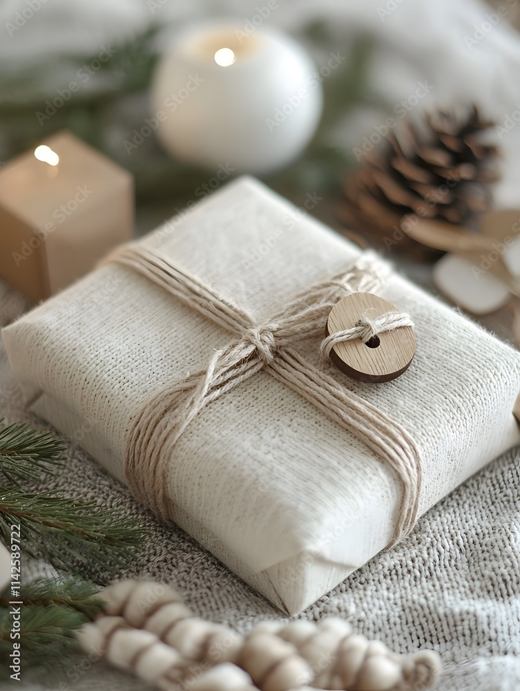 Simple Scandinavian Inspired Gift Wrapping Design with Nature Elements Simple Scandinavian Inspired Gift Wrapping Design with Nature Elements