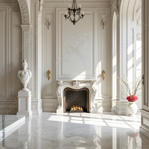 interior of a luxury hotel marble house