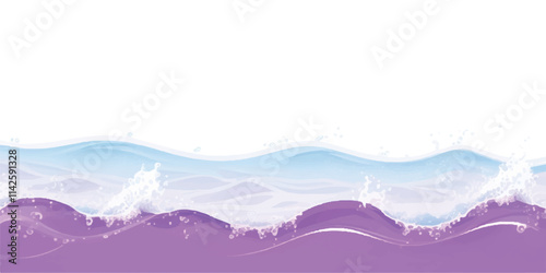 Ethereal Purple Water Waves: A dreamy abstract watercolor ocean wave design in soft purple and white, perfect for serene backgrounds and ocean-themed digital art or design projects.