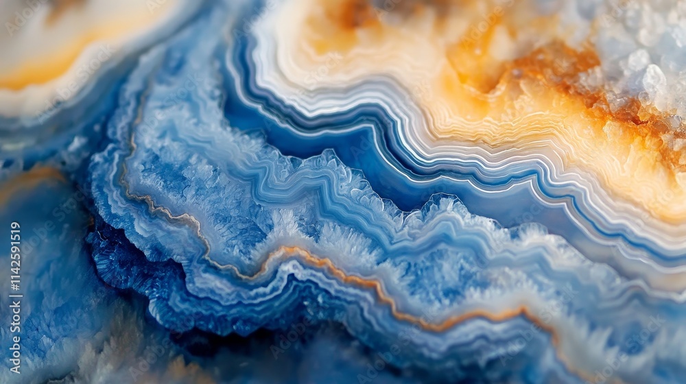 Close-up watercolor painting of a blue lace agate slab with intricate patterns, soft hues, and natural textures, highlighting the gemstone's beauty in a serene, artistic representation. Close-up watercolor painting of a blue lace agate slab with intricate patterns, soft hues, and natural textures, highlighting the gemstone's beauty in a serene, artistic representation.