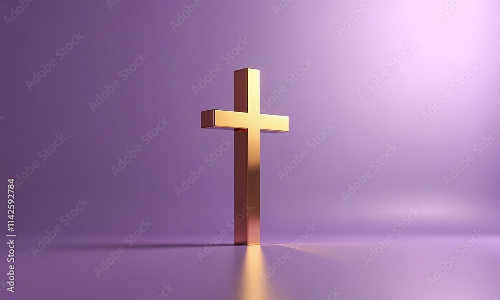 Golden cross studio background 3D rendering minimalist religious Golden cross studio background 3D rendering minimalist religious