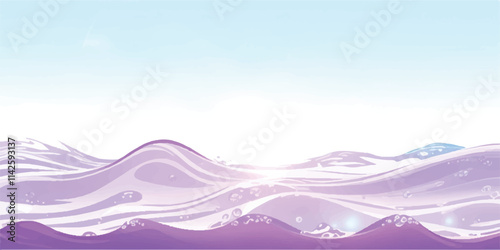 Ethereal Purple Water Waves: A dreamy abstract watercolor ocean wave design in soft purple and white, perfect for serene backgrounds and ocean-themed digital art or design projects.