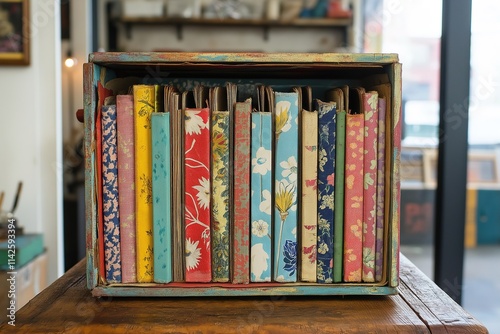 Framed scrapbooks displaying creativity and memories in a vintage setting