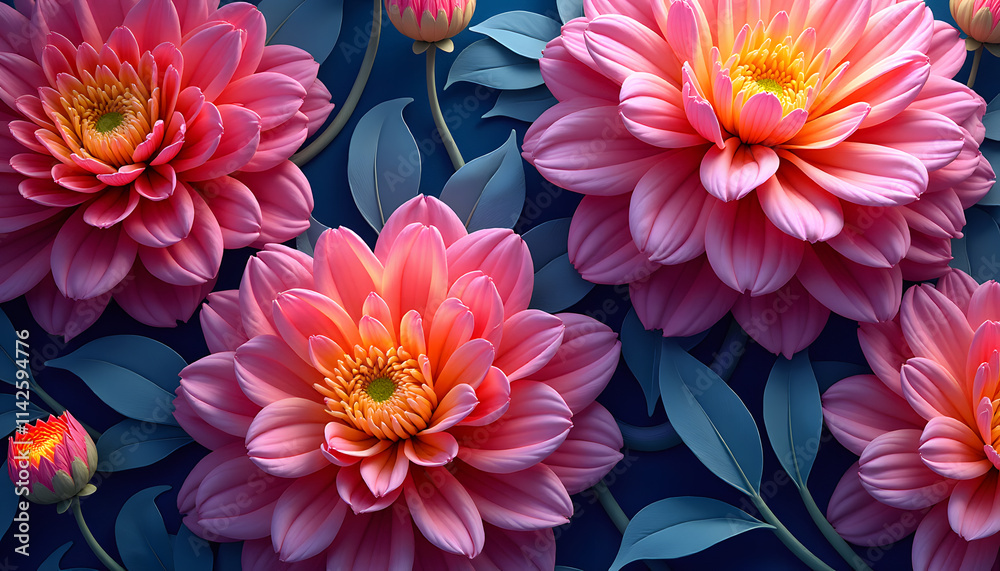 Vibrant Floral Swirls with Layered Petals Vibrant Floral Swirls with Layered Petals