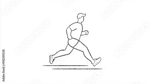 Outline illustration of an individual jogging, suitable for health and fitness concepts. Vector icon