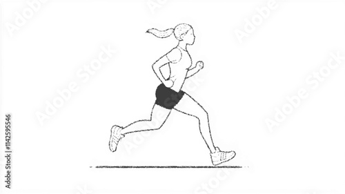 Outline illustration of an individual jogging, suitable for health and fitness concepts. Vector icon