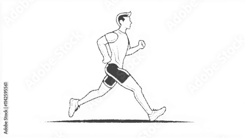 Outline illustration of an individual jogging, suitable for health and fitness concepts. Vector icon