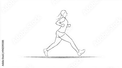Outline illustration of an individual jogging, suitable for health and fitness concepts. Vector icon