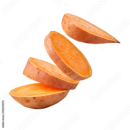 Sliced Sweet Potato isolated on transparent background cutout, Png, Cutout