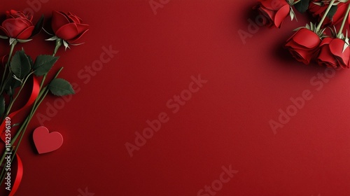 Valentine's day heart-themed red roses arrangement romantic setting