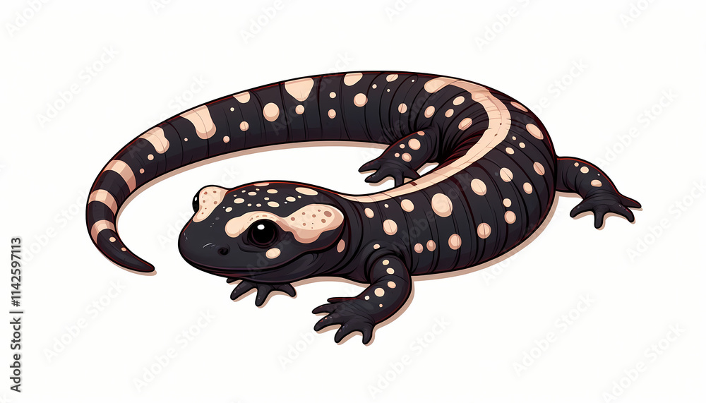 Obraz premium A beautifully illustrated Chinese giant salamander with a striking black and cream pattern.