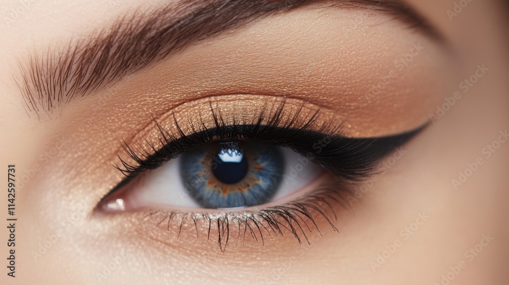 Stunning Close-Up of Blue Eye with Elegant Eyeliner Makeup Stunning Close-Up of Blue Eye with Elegant Eyeliner Makeup