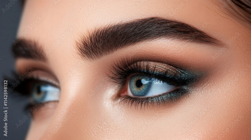 Obraz premium Close-Up of Beautiful Female Eyes with Makeup and Long Lashes