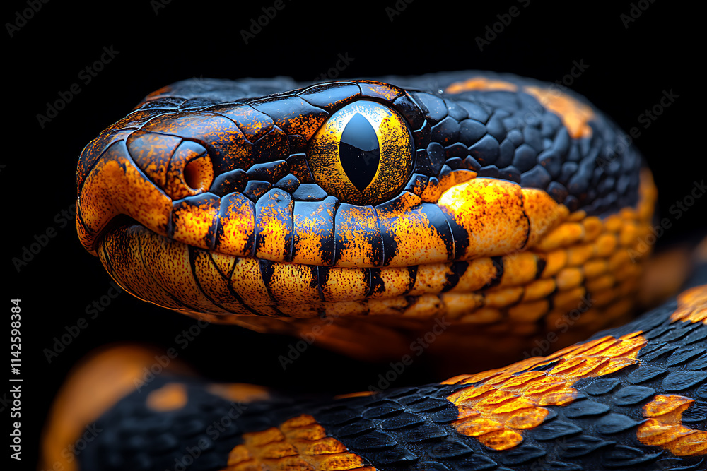 A snake on an isolated background, its sleek body twisting into a perfect, symmetrical shape. The elegant curves and intricate scales create a striking and minimalist composition.

